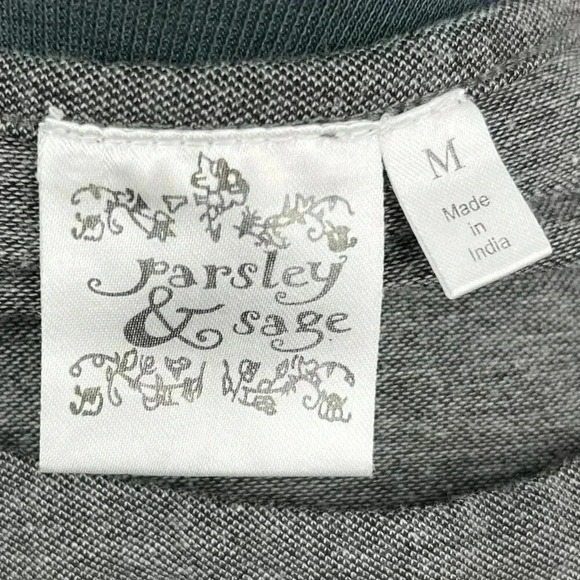 PARSLEY & SAGE ladies 3/4 sleeve medium grey/white/black scoop neck - Picture 9 of 10